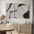 Set of 2Pcs Minimalist Wabi‑Sabi Wall Art Fine Art Canvas Prints – Abstract Artwork with Organic Irregular Lines for Modern Home Décor