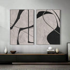 Set of 2Pcs Minimalist Wabi‑Sabi Wall Art Fine Art Canvas Prints – Abstract Artwork with Organic Irregular Lines for Modern Home Décor
