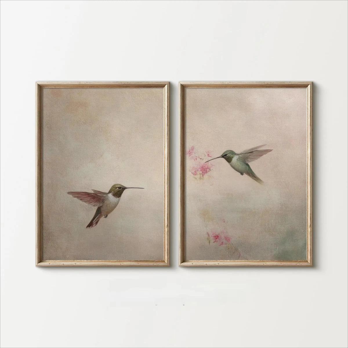 Set of 2Pcs Vintage Birds Wall Art Fine Art Canvas Prints Neutral Tones Retro Illustrations of Birds Artworks For Farmhouse Kitchen Living Room Simple Bedroom Home Decor 