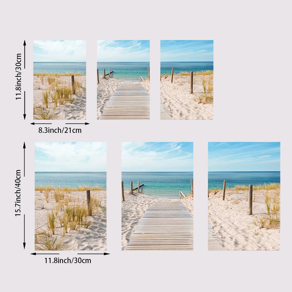 Set of 3PCS Blue Sea Sandy Beach Wall Art Fine Art Canvas Prints Inspirational Seascape Pictures Of Calm For Living Room 2025 001