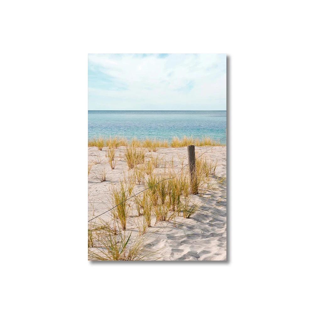 Set of 3PCS Blue Sea Sandy Beach Wall Art Fine Art Canvas Prints Inspirational Seascape Pictures Of Calm For Living Room 2025
