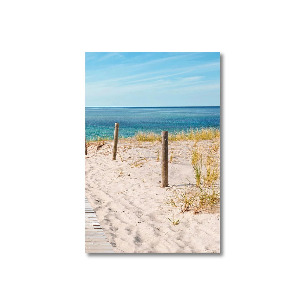 Set of 3PCS Blue Sea Sandy Beach Wall Art Fine Art Canvas Prints Inspirational Seascape Pictures Of Calm For Living Room 2025