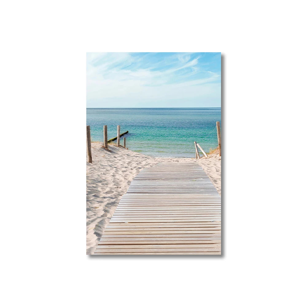 Set of 3PCS Blue Sea Sandy Beach Wall Art Fine Art Canvas Prints Inspirational Seascape Pictures Of Calm For Living Room 2025