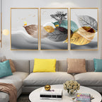 Set of 3PCS Golden Autumn Deer Wall Art Fine Art Canvas Prints Nordic Abstract Landscape Pictures For Living Room Decor