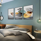 Set of 3PCS Golden Autumn Deer Wall Art Fine Art Canvas Prints Nordic Abstract Landscape Pictures For Living Room Decor