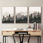 Set of 3PCS Shadow Mountain Silhouette Landscape Wall Art Fine Art Canvas Prints Nordic Pictures For Modern Living Room Dining Room Art Decor