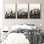 Set of 3PCS Shadow Mountain Silhouette Landscape Wall Art Fine Art Canvas Prints Nordic Pictures For Modern Living Room Dining Room Art Decor