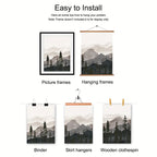 Set of 3PCS Shadow Mountain Silhouette Landscape Wall Art Fine Art Canvas Prints Nordic Pictures For Modern Living Room Dining Room Art Decor