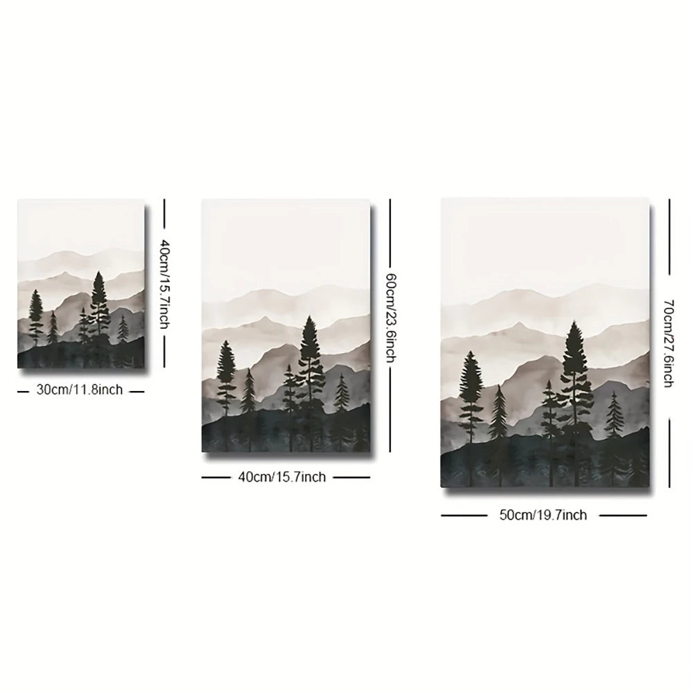 Set of 3PCS Shadow Mountain Silhouette Landscape Wall Art Fine Art Canvas Prints Nordic Pictures For Modern Living Room Dining Room Art Decor