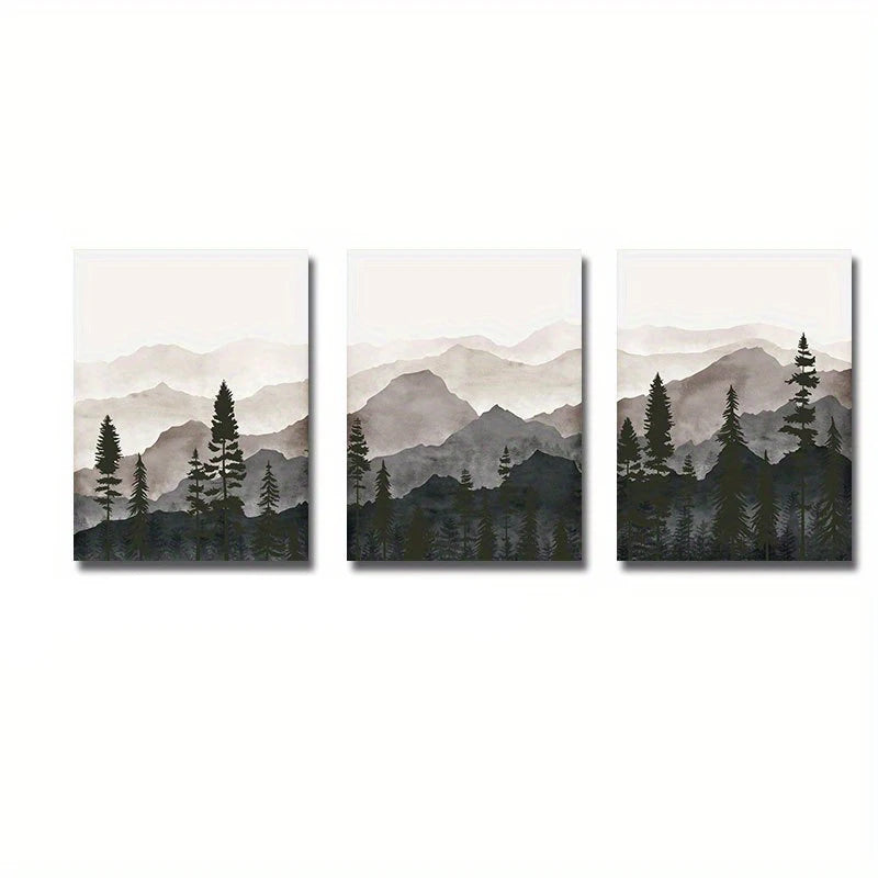 Set of 3PCS Shadow Mountain Silhouette Landscape Wall Art Fine Art Canvas Prints Nordic Pictures For Modern Living Room Dining Room Art Decor