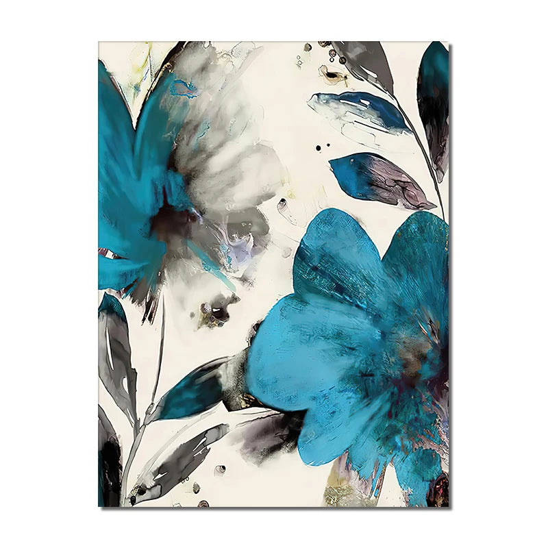 Set of 3Pcs Abstract Botanical Blue Flowers Wall Art Fine Art Canvas Prints Modern Floral Pictures For Living Room Dining Room Bedroom Art Decor 2025