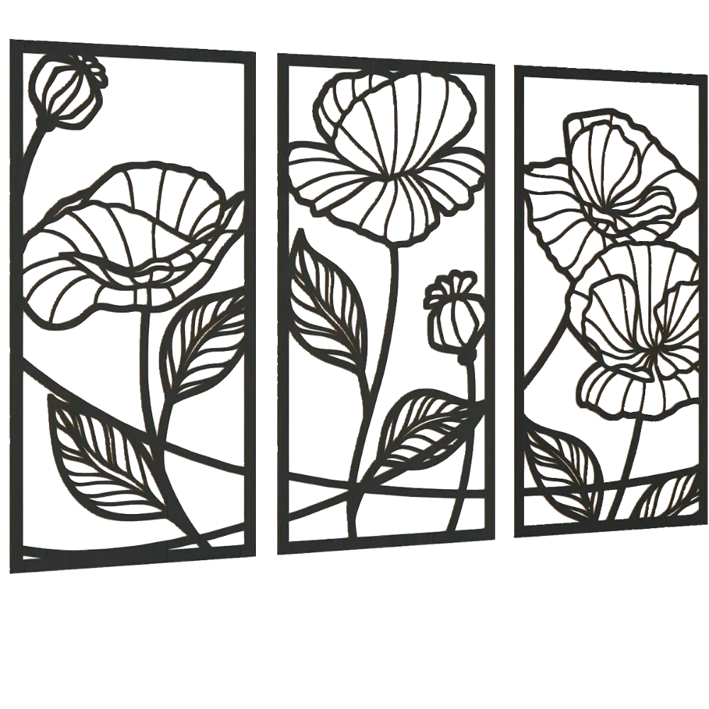 Set of 3Pcs Abstract Floral Metal Wall Art 3d Iron Crafted Wall Panels For Living Room Dining Room Modern Creative Nordic Art Decor