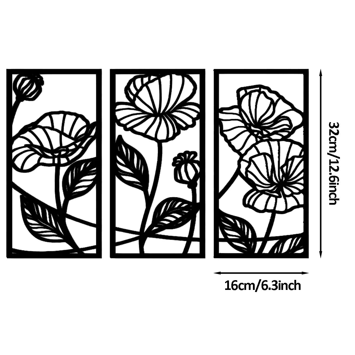 Set of 3Pcs Abstract Floral Metal Wall Art 3d Iron Crafted Wall Panels For Living Room Dining Room Modern Creative Nordic Art Decor