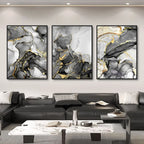 Set of 3Pcs Black Gray Golden Liquid Marble Print Wall Art Fine Art Canvas Prints Abstract Pictures For Modern Apartment Living Room Wall Decor 2025