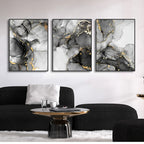 Set of 3Pcs Black White Golden Marble Print Wall Art Fine Art Canvas Prints Pictures For Living Room Dining Room Office Art For Modern Interiors