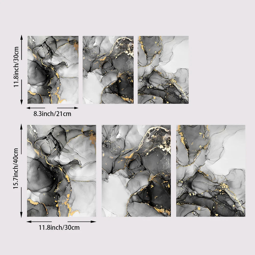 Set of 3Pcs Black White Golden Marble Print Wall Art Fine Art Canvas Prints Pictures For Living Room Dining Room Office Art For Modern Interiors 2025