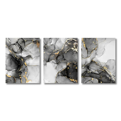 Set of 3Pcs Black White Golden Marble Print Wall Art Fine Art Canvas Prints Pictures For Living Room Dining Room Office Art For Modern Interiors 2025