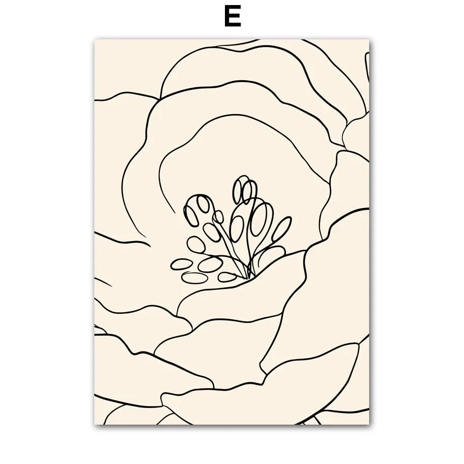 Abstract line art of a plant on a beige background