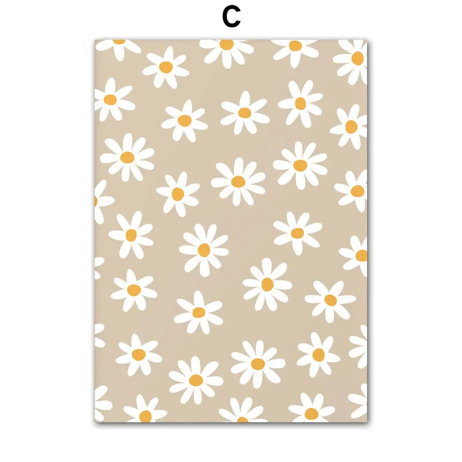 Beige paper with white daisy pattern
