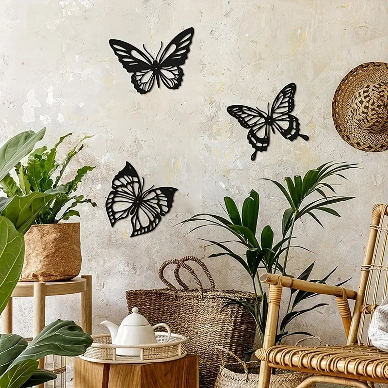 Set of 3Pcs Butterflies Iron Art Wall Art 3D Metal Sculptured Wall Decoration For Living Room Dining Room Creative Nordic Home Decor 2025