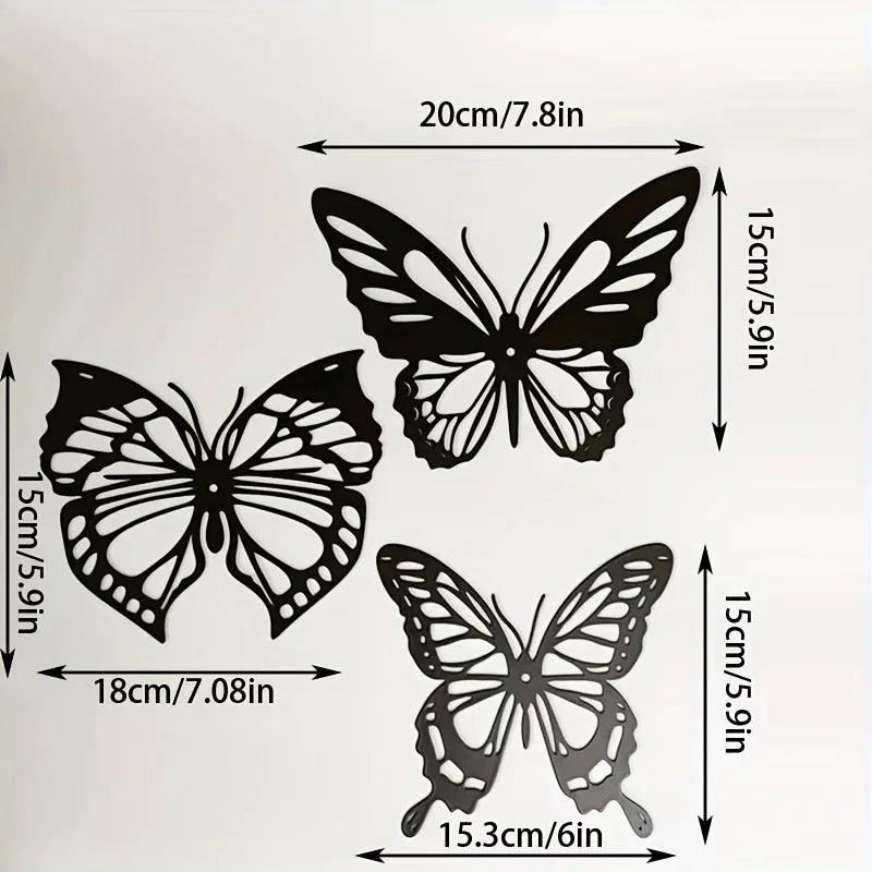 Set of 3Pcs Butterflies Iron Art Wall Art 3D Metal Sculptured Wall Decoration For Living Room Dining Room Creative Nordic Home Decor 2025