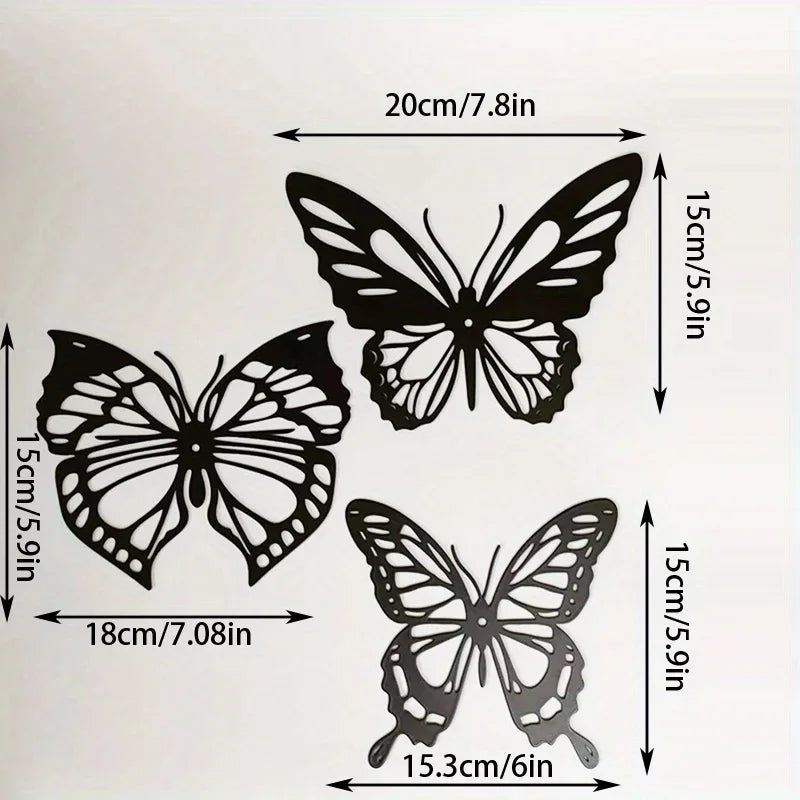 Set of 3Pcs Butterflies Iron Art Wall Art 3D Metal Sculptured Wall Decoration For Living Room Dining Room Creative Nordic Home Decor 2025