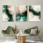 Set of 3Pcs Chic Abstract Green Golden Marble Print Wall Art Fine Art Canvas Prints Pictures For Living Room Dining Room Light Luxury Art For Modern Apartment 2025 01