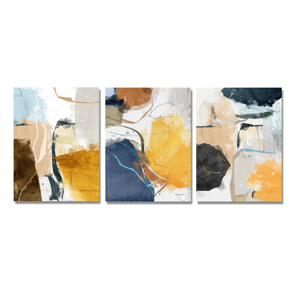 Set of 3Pcs Colorful Abstract Wall Art Fine Art Canvas Prints Pictures For Modern Apartment Living Room Dining Room Bedroom Art For Contemporary Interiors