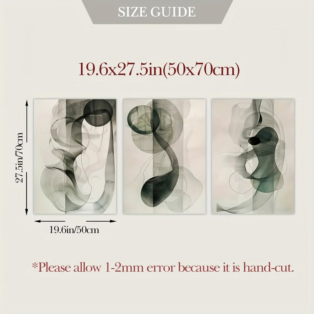 Set of 3Pcs Flowing Ink Abstract Neutral Tones Wall Art Fine Art Canvas Prints Pictures For Modern Apartment Dining Room Bedroom Living Room Art Decor