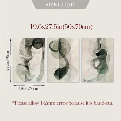 Set of 3Pcs Flowing Ink Abstract Neutral Tones Wall Art Fine Art Canvas Prints Pictures For Modern Apartment Dining Room Bedroom Living Room Art Decor