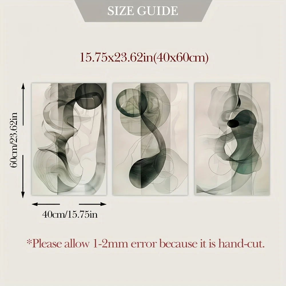 Set of 3Pcs Flowing Ink Abstract Neutral Tones Wall Art Fine Art Canvas Prints Pictures For Modern Apartment Dining Room Bedroom Living Room Art Decor