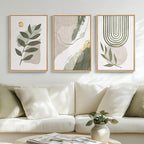 Set of 3Pcs Modern Abstract Botanical Wall Art Fine Art Canvas Prints Light Neutral Tones Artwork For Living Room Room Bedroom Art Decor