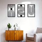 Set of 3Pcs Modern Abstract Geometric Metal Wall Art Plaques 3d Crafted Iron Art Wall Decoration For Living Room Bedroom Creative Nordic Home Decor