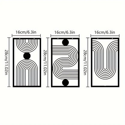 Set of 3Pcs Modern Abstract Geometric Metal Wall Art Plaques 3d Crafted Iron Art Wall Decoration For Living Room Bedroom Creative Nordic Home Decor