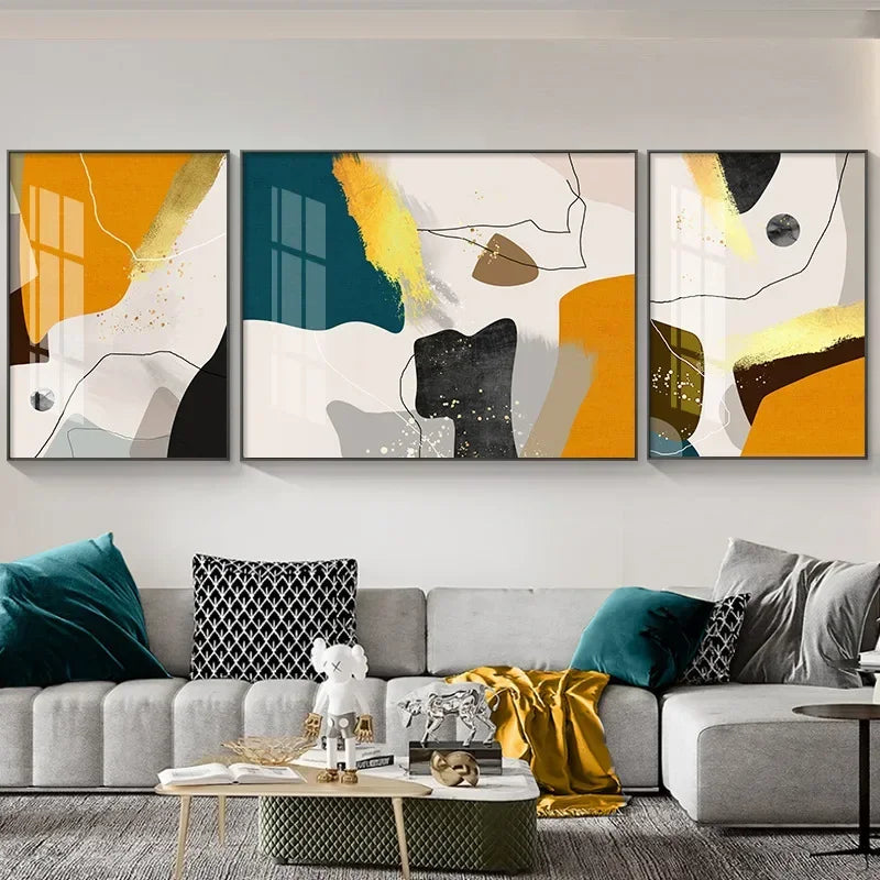 Set of 3Pcs Modern Abstract Triptych Wall Art Fine Art Canvas Prints Nordic Pictures For Living Room Art For Above The Sofa