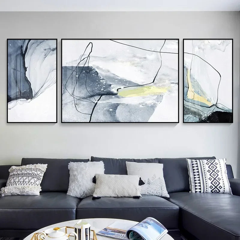 Set of 3Pcs Modern Abstract Triptych Wall Art Fine Art Canvas Prints Nordic Pictures For Living Room Art For Above The Sofa