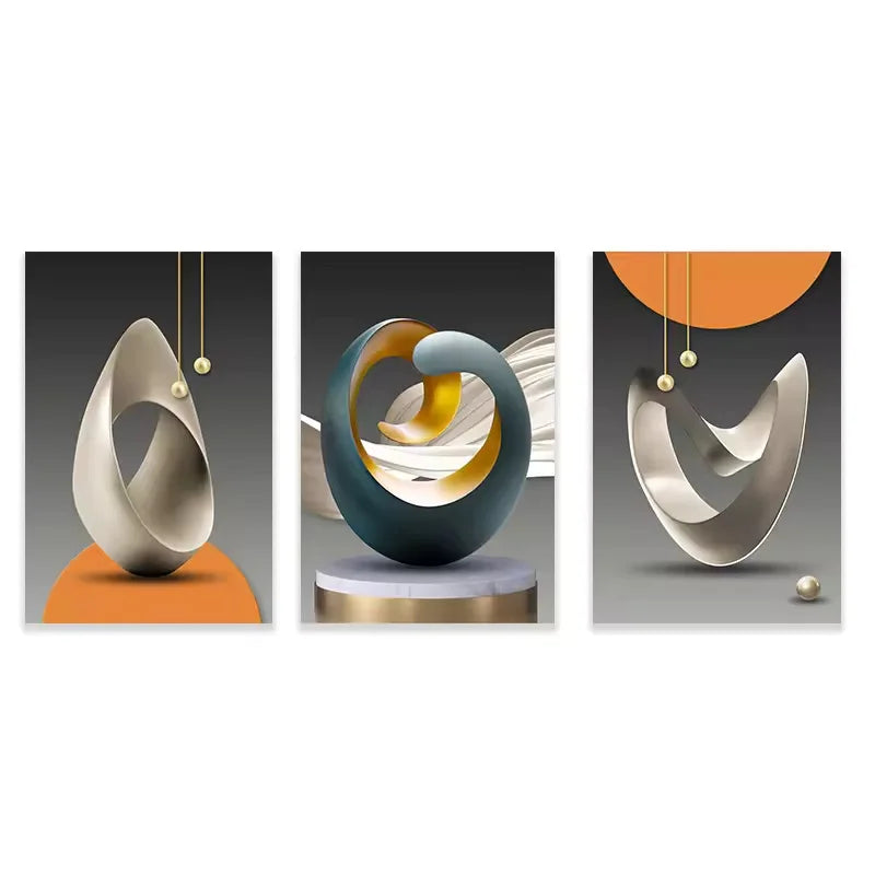 Set of 3Pcs Modern Aesthetics Abstract Still Life Wall Art Fine Art Canvas Prints Pictures For Luxury Loft Apartment Living Room Dining Room Art Decor