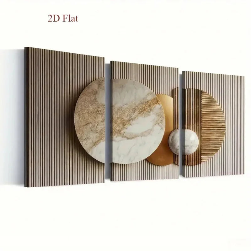 Decorative wall art with geometric shapes on a white background