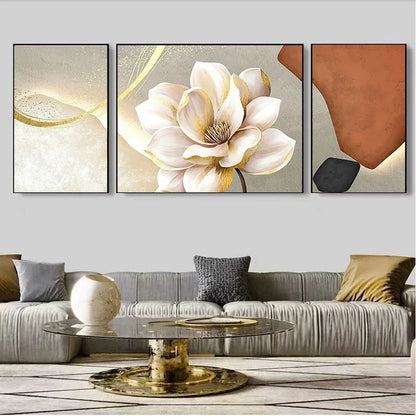 Set of 3Pcs Modern Botanical Abstract Wall Art Fine Art Canvas Prints Pictures For Living Room Dining Room Bedroom Boutique Hotel Art Decor