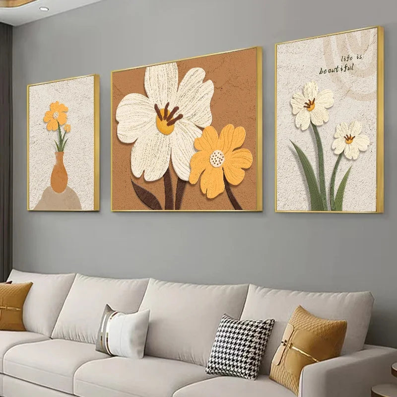 Set of 3Pcs Modern Botanical Abstract Wall Art Fine Art Canvas Prints Pictures For Living Room Dining Room Bedroom Boutique Hotel Art Decor 2025