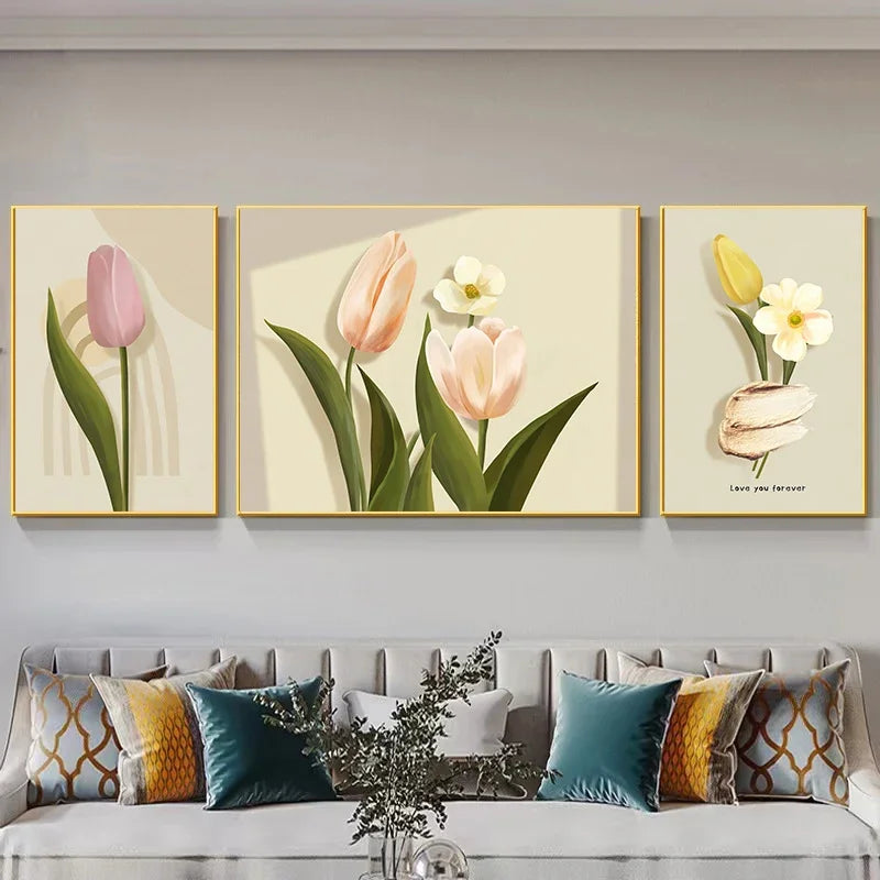 Set of 3Pcs Modern Botanical Abstract Wall Art Fine Art Canvas Prints Pictures For Living Room Dining Room Bedroom Boutique Hotel Art Decor 2025