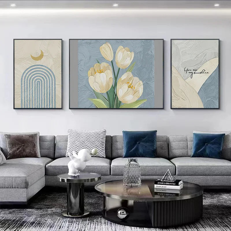 Set of 3Pcs Modern Botanical Abstract Wall Art Fine Art Canvas Prints Pictures For Living Room Dining Room Bedroom Boutique Hotel Art Decor 2025