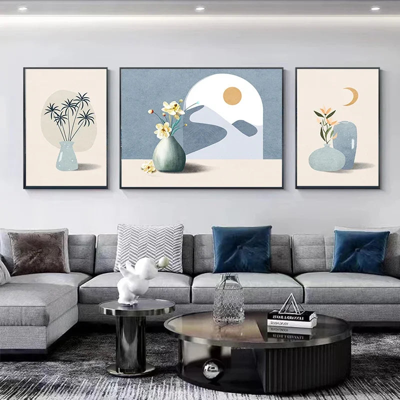 Set of 3Pcs Modern Botanical Abstract Wall Art Fine Art Canvas Prints Pictures For Living Room Dining Room Bedroom Boutique Hotel Art Decor 2025