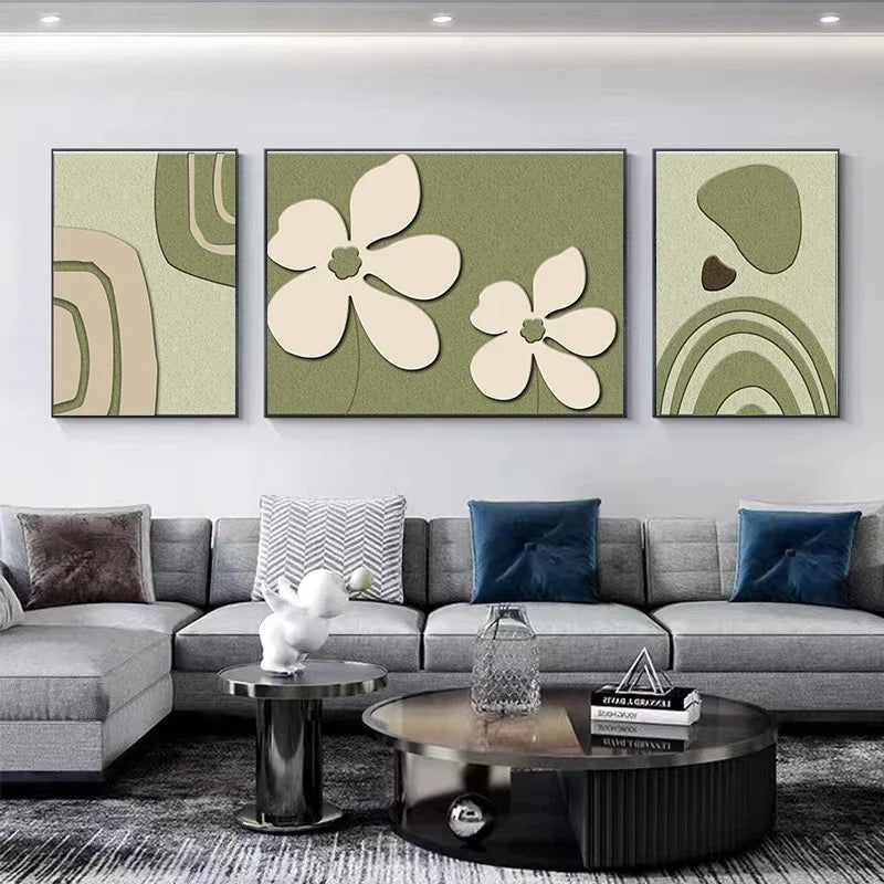 Set of 3Pcs Modern Botanical Abstract Wall Art Fine Art Canvas Prints Pictures For Living Room Dining Room Bedroom Boutique Hotel Art Decor 2025