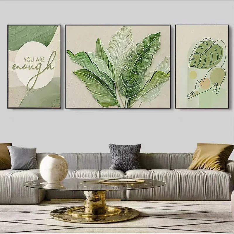 Set of 3Pcs Modern Botanical Abstract Wall Art Fine Art Canvas Prints Pictures For Living Room Dining Room Bedroom Boutique Hotel Art Decor 2025