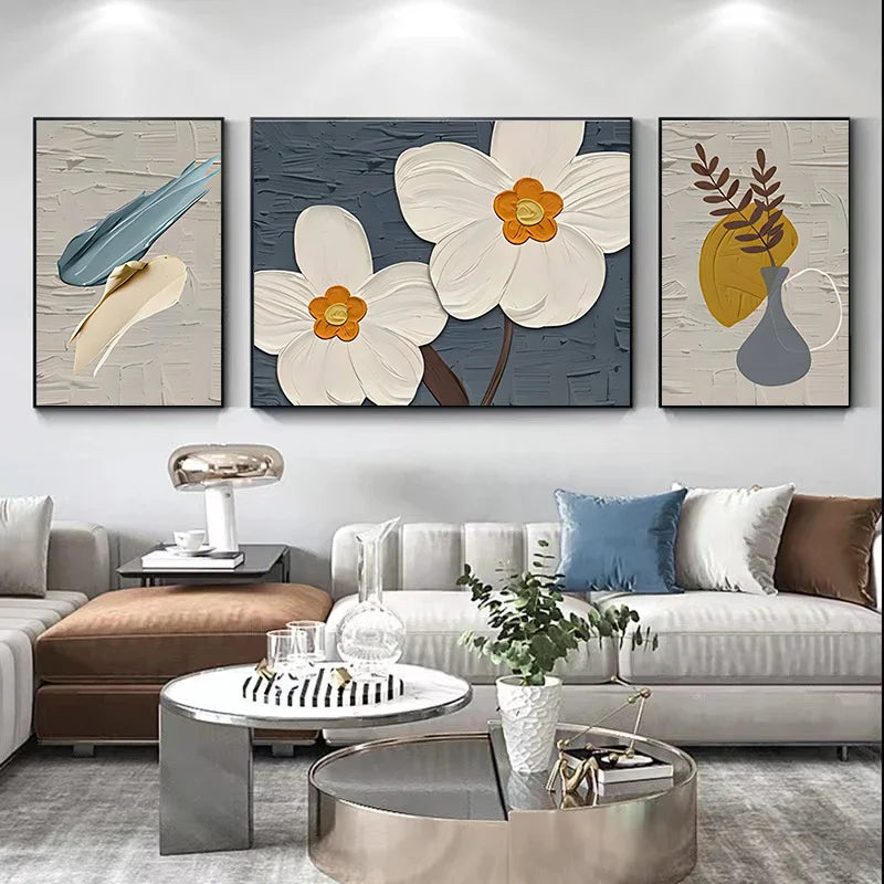 Set of 3Pcs Modern Botanical Abstract Wall Art Fine Art Canvas Prints Pictures For Living Room Dining Room Bedroom Boutique Hotel Art Decor 2025