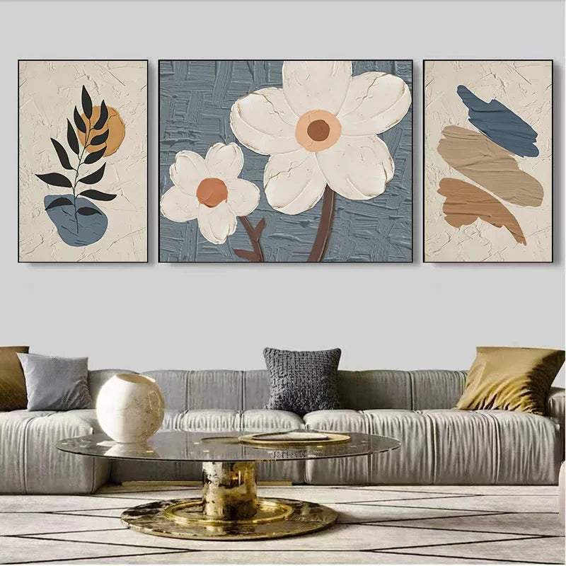 Set of 3Pcs Modern Botanical Abstract Wall Art Fine Art Canvas Prints Pictures For Living Room Dining Room Bedroom Boutique Hotel Art Decor 2025