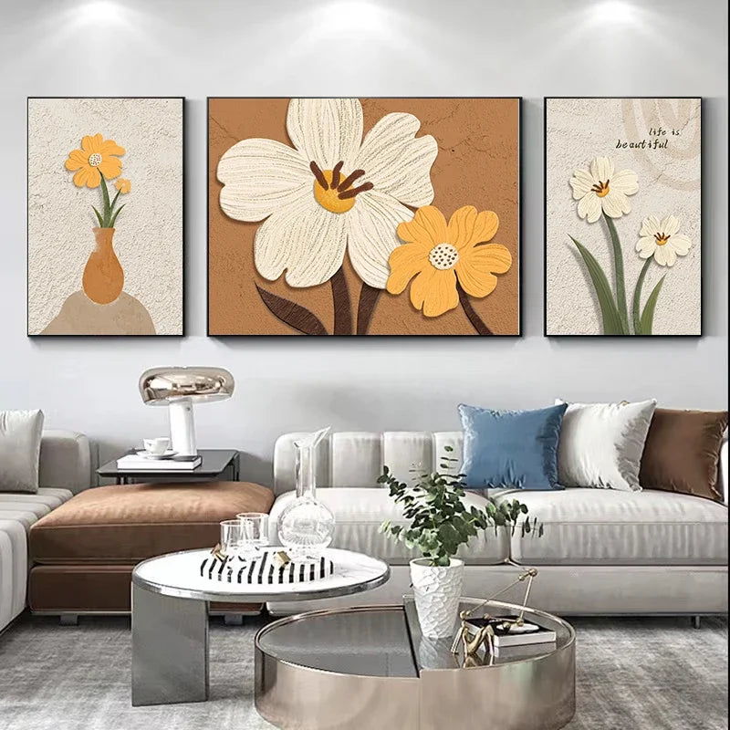 Set of 3Pcs Modern Botanical Abstract Wall Art Fine Art Canvas Prints Pictures For Living Room Dining Room Bedroom Boutique Hotel Art Decor 2025