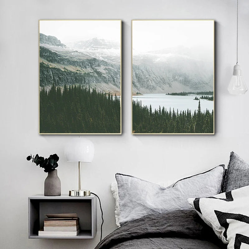 Set of 3Pcs Mountain Lake Wilderness Wall Art Fine Art Cnavas Prints Natural Landscape Pictures Of Calm For Living Room Dining Room Home Office Decor 2025