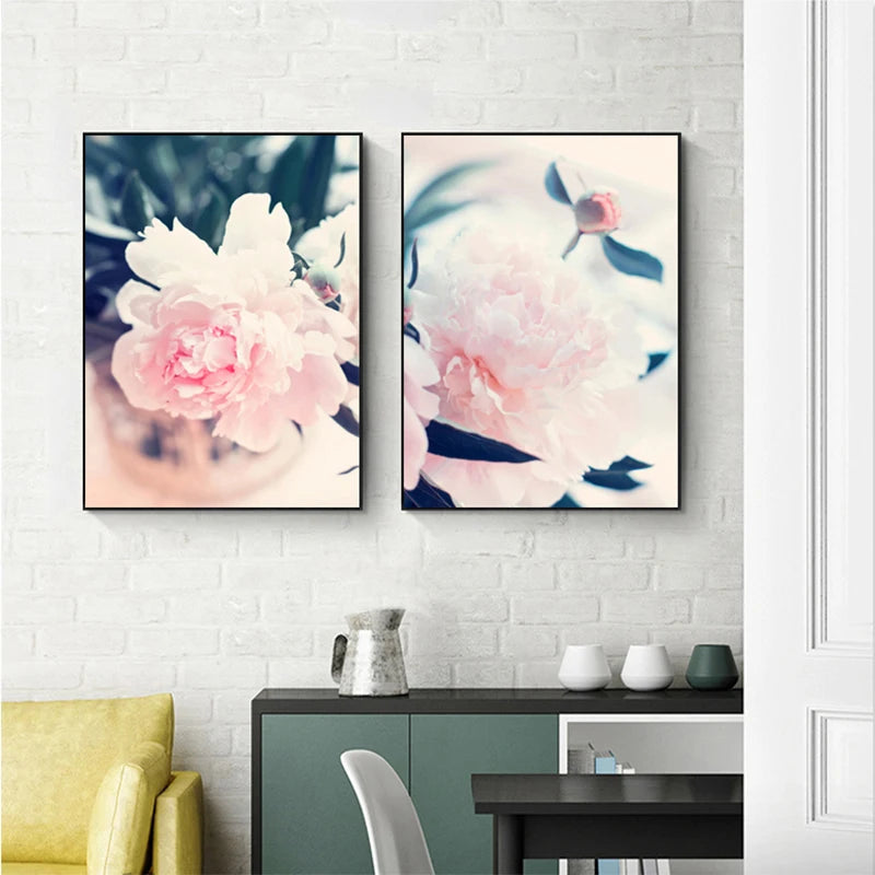 Set of 3Pcs Pink Peony Floral Wall Art Fine Art Canvas Prints Modern Botany Pictures For Living Room Bedroom Boutique Salon Art Decor 2025